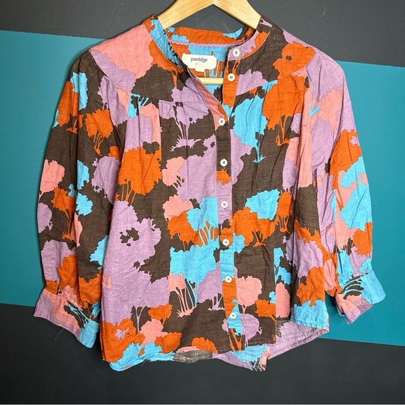 Porridge Colorful Floral Women's Blouse 100% Cotton size Small - Picture 2 of 8